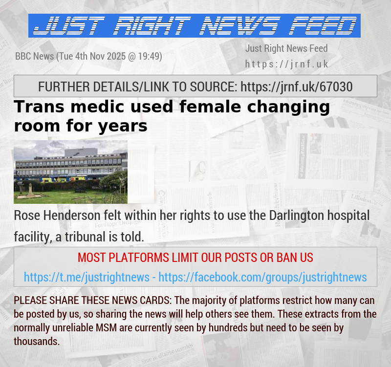 Trans medic used female changing room for years