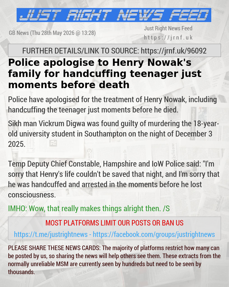 Police apologise to Henry Nowak’s family for handcuffing teenager just moments before death