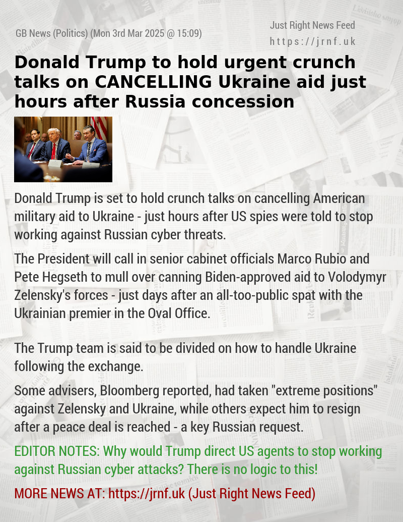 Donald Trump to hold urgent crunch talks on CANCELLING Ukraine aid just hours after Russia concession