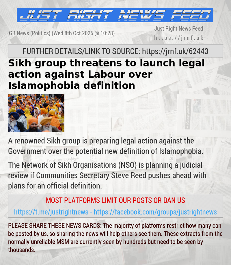 Sikh group threatens to launch legal action against Labour over Islamophobia definition
