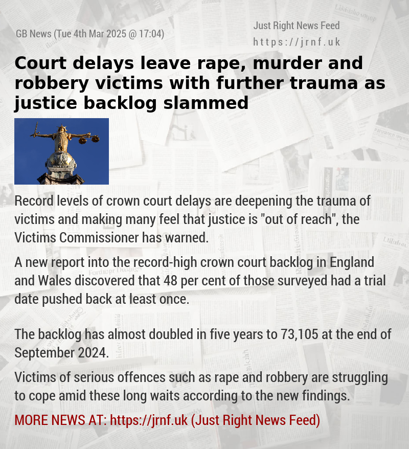 Court delays leave rape, murder and robbery victims with further trauma as justice backlog slammed