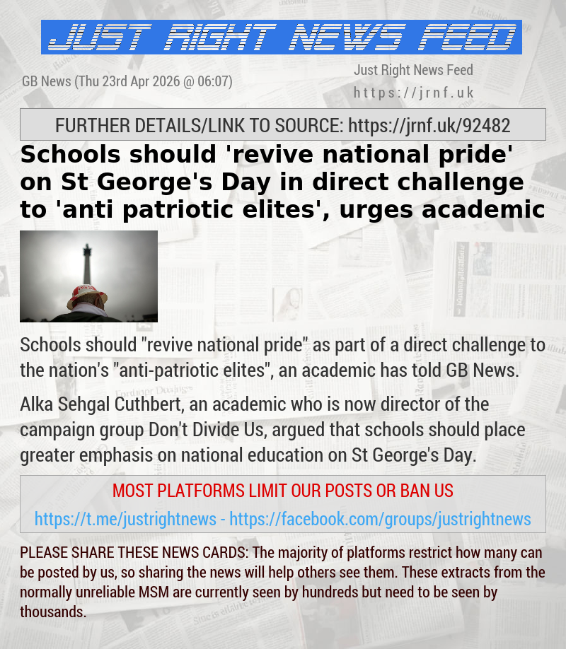 Schools should ’revive national pride’ on St George’s Day in direct challenge to ’anti—patriotic elites’, urges academic
