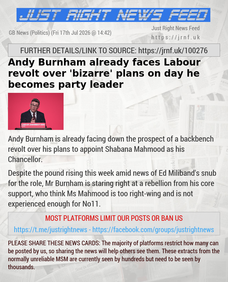 Andy Burnham already faces Labour revolt over ’bizarre’ plans on day he becomes party leader