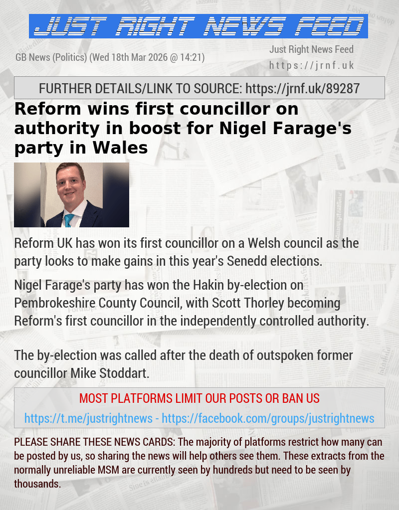Reform wins first councillor on authority in boost for Nigel Farage’s party in Wales