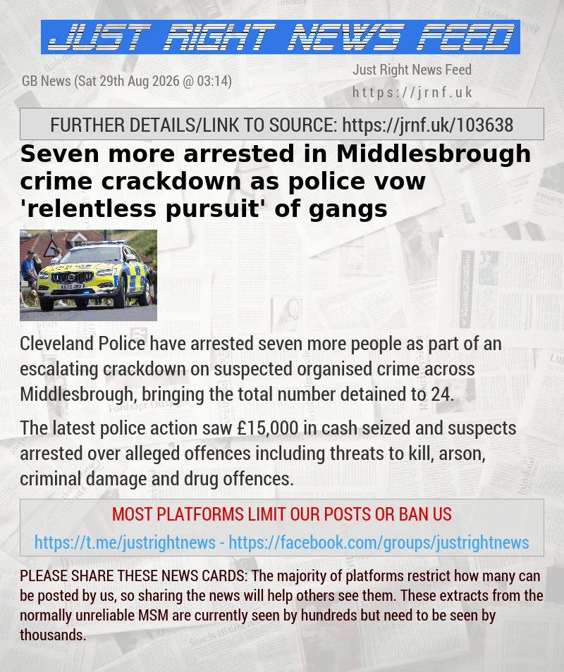 Seven more arrested in Middlesbrough crime crackdown as police vow ’relentless pursuit’ of gangs