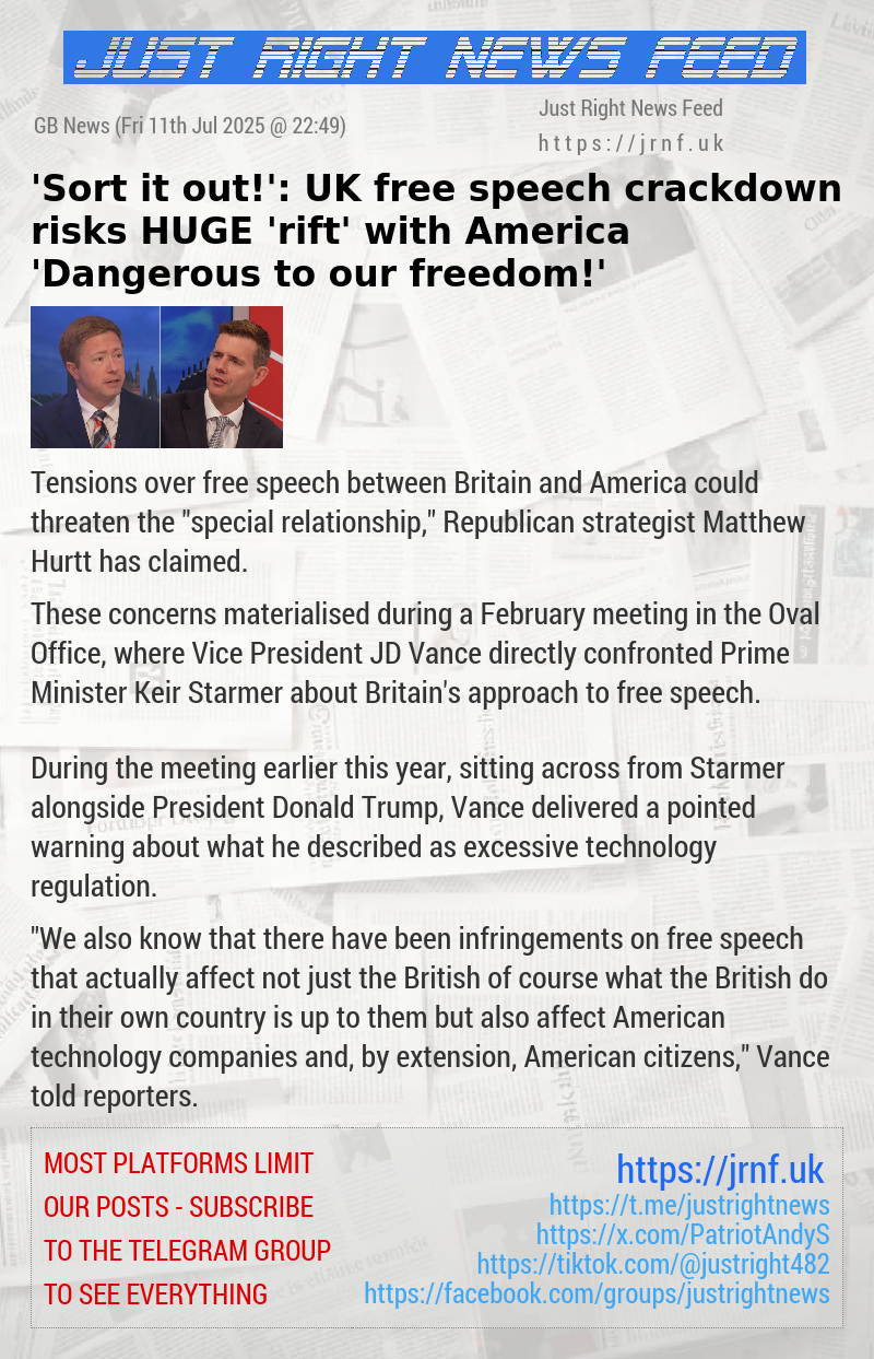 ’Sort it out!’: UK free speech crackdown risks HUGE ’rift’ with America — ’Dangerous to our freedom!’