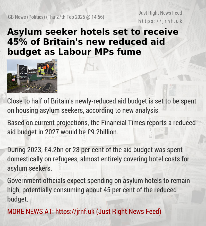 Asylum seeker hotels set to receive 45% of Britain’s new reduced aid budget as Labour MPs fume