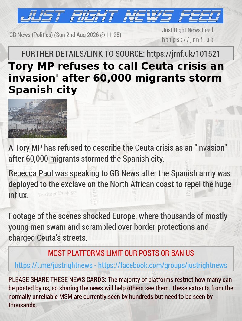 Tory MP refuses to call Ceuta crisis an ‘invasion’ after 60,000 migrants storm Spanish city