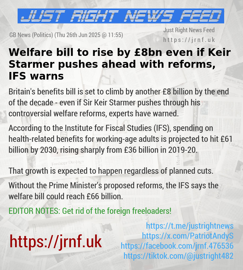 Welfare bill to rise by £8bn even if Keir Starmer pushes ahead with reforms, IFS warns
