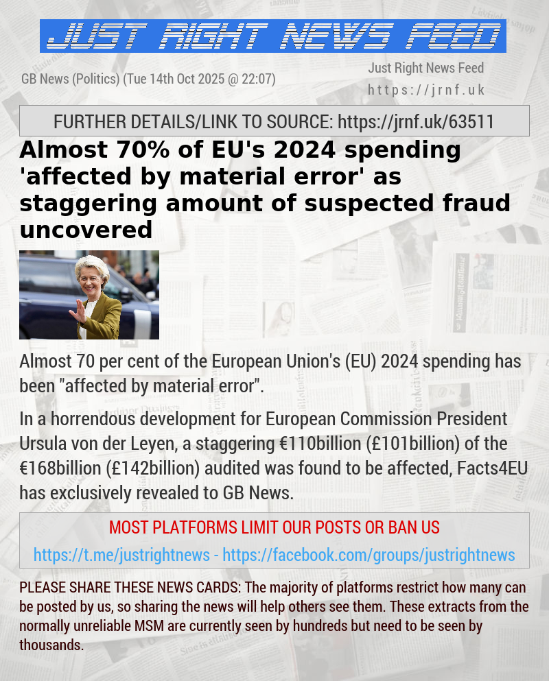 Almost 70% of EU’s 2024 spending ’affected by material error’ as staggering amount of suspected fraud uncovered