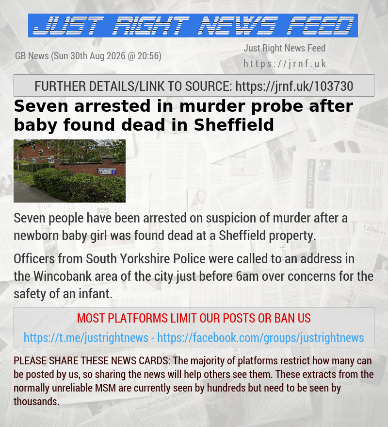 Seven arrested in murder probe after baby found dead in Sheffield