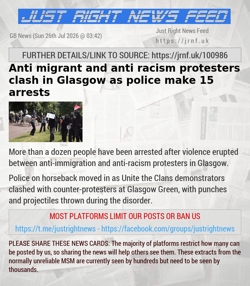 Anti—migrant and anti—racism protesters clash in Glasgow as police make 15 arrests