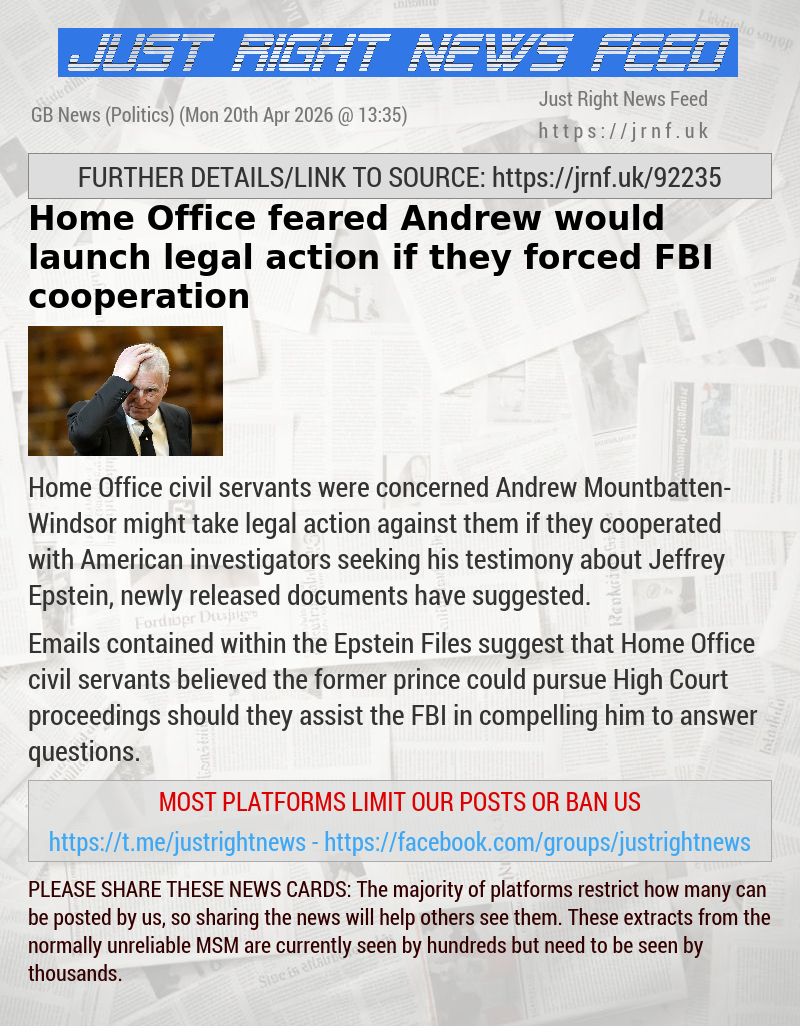 Home Office feared Andrew would launch legal action if they forced FBI cooperation