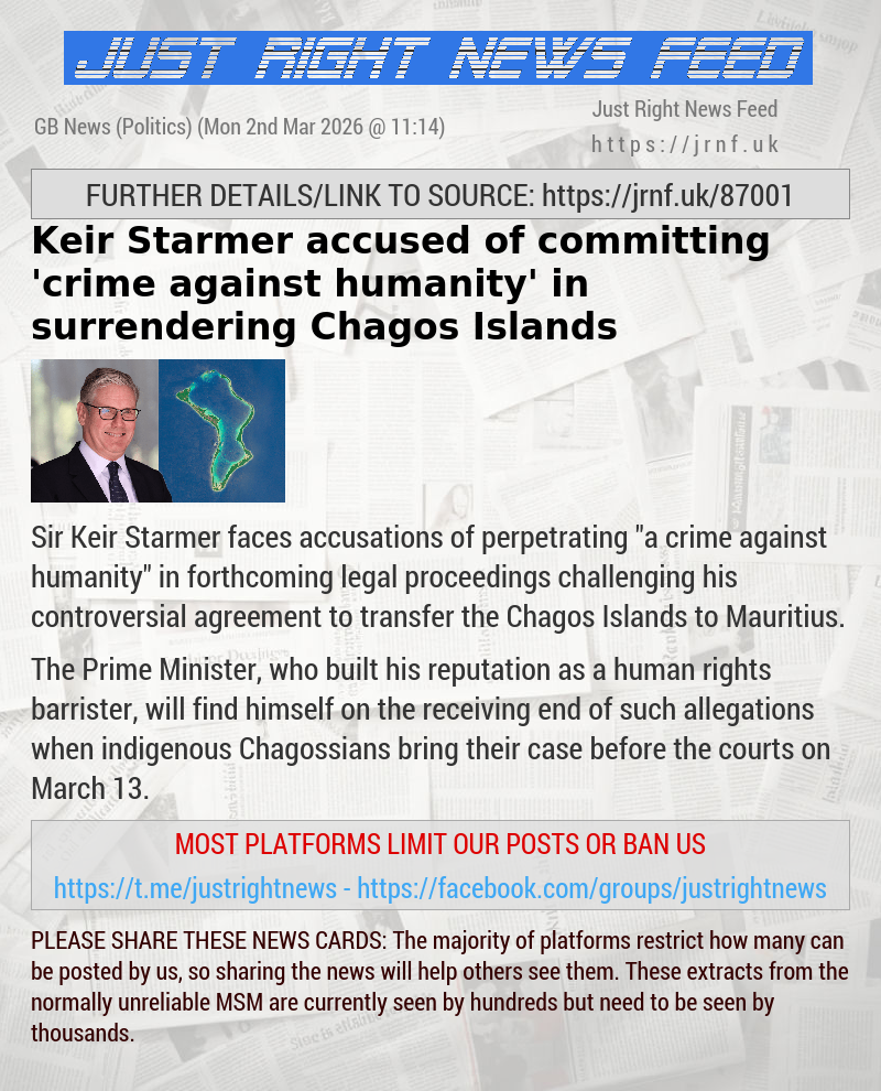 Keir Starmer accused of committing ’crime against humanity’ in surrendering Chagos Islands
