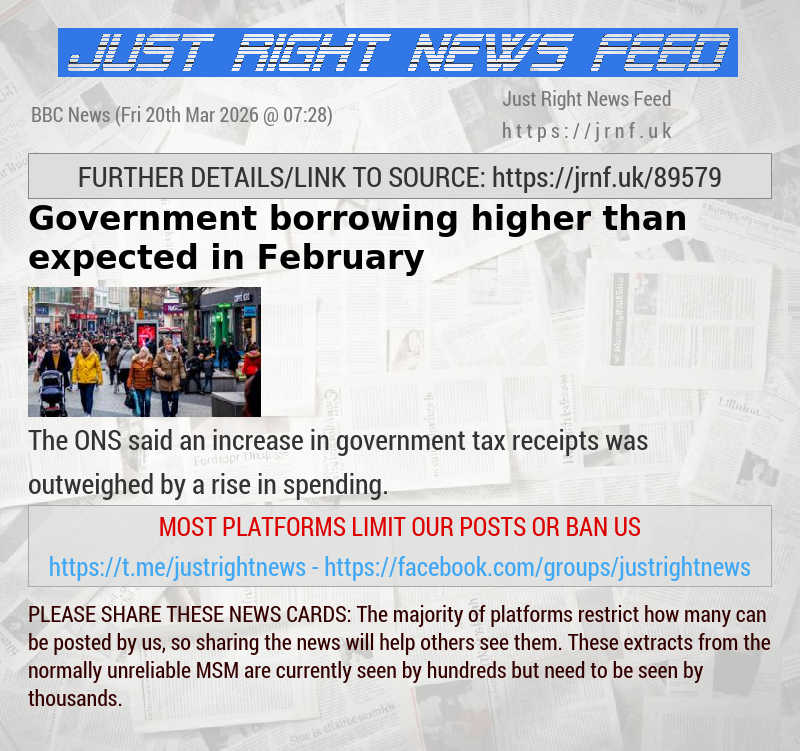 Government borrowing higher than expected in February 