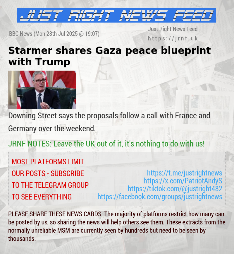 Starmer shares Gaza peace blueprint with Trump