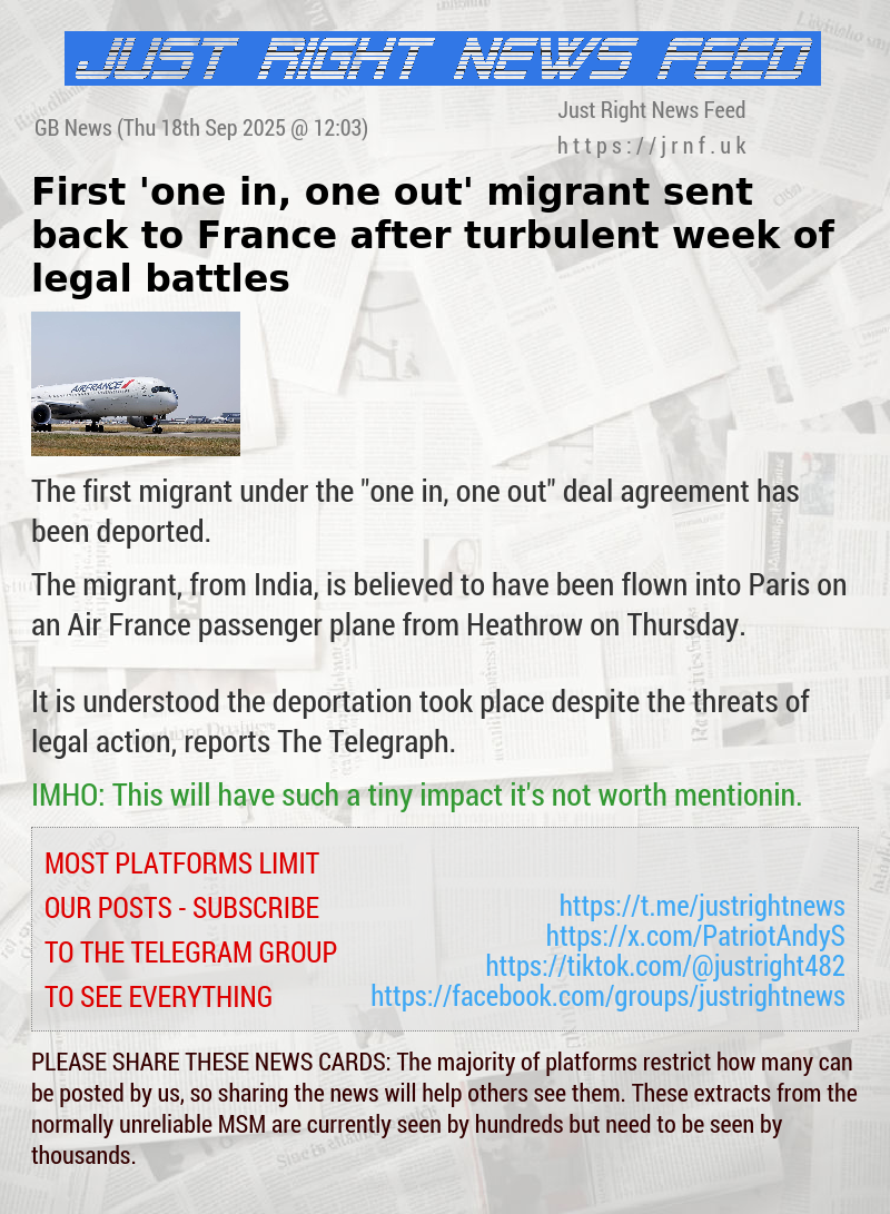 First ’one in, one out’ migrant sent back to France after turbulent week of legal battles