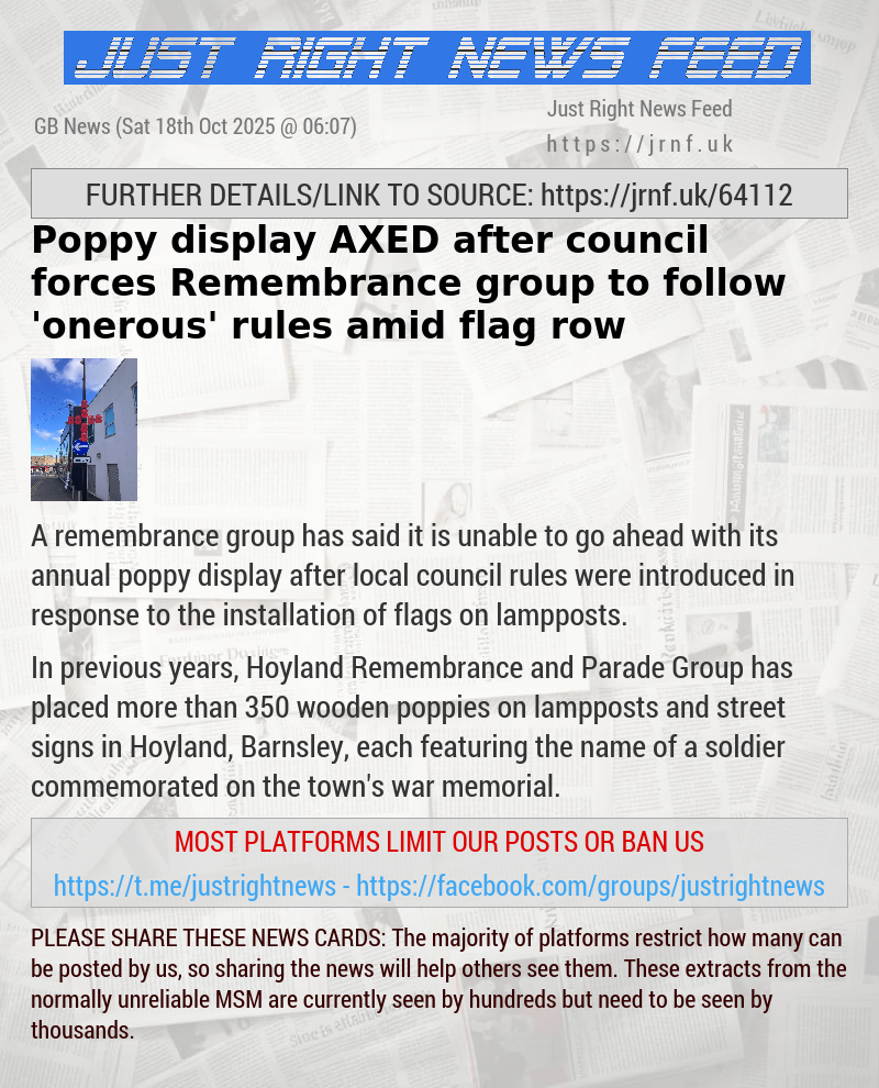Poppy display AXED after council forces Remembrance group to follow ’onerous’ rules amid flag row