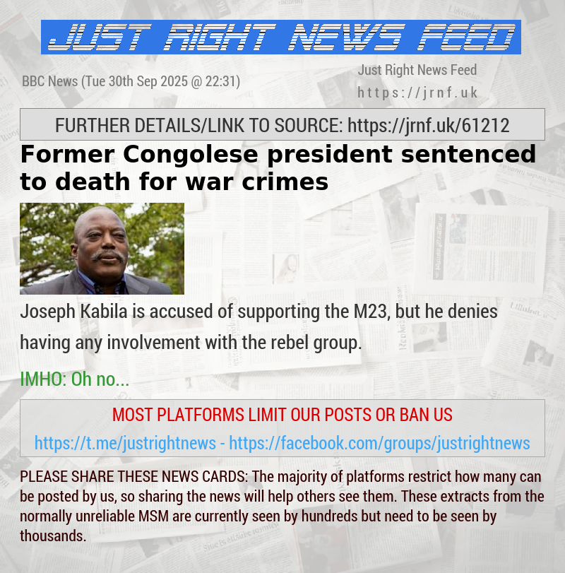 Former Congolese president sentenced to death for war crimes
