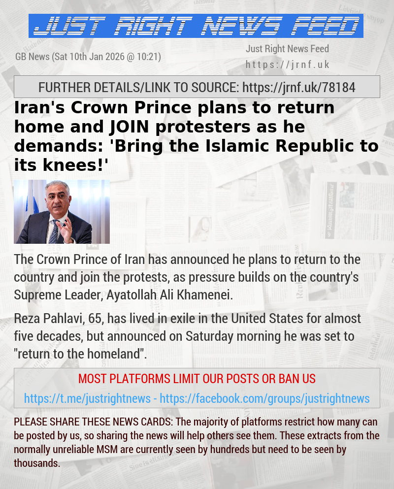 Iran’s Crown Prince plans to return home and JOIN protesters as he demands: ’Bring the Islamic Republic to its knees!’