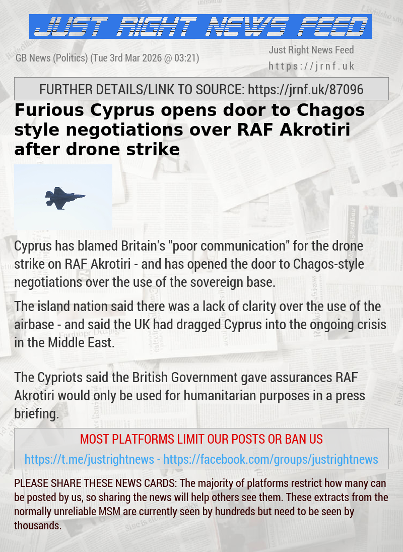Furious Cyprus opens door to Chagos—style negotiations over RAF Akrotiri after drone strike