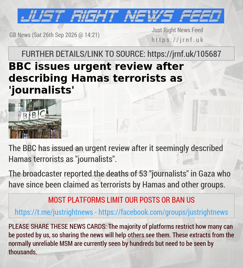 BBC issues urgent review after describing Hamas terrorists as ’journalists’