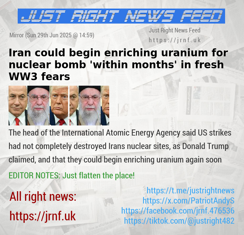 Iran could begin enriching uranium for nuclear bomb ’within months’ in fresh WW3 fears