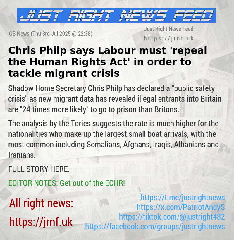 Chris Philp says Labour must ’repeal the Human Rights Act’ in order to tackle migrant crisis