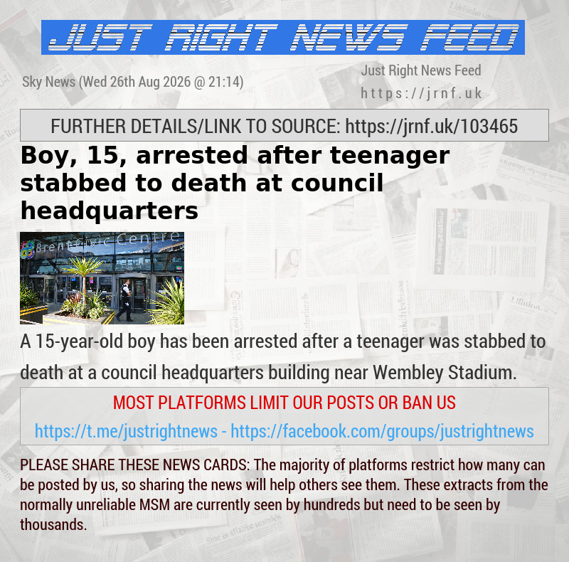 Boy, 15, arrested after teenager stabbed to death at council headquarters