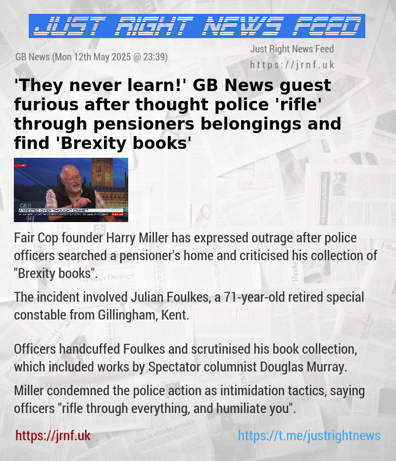 ’They never learn!’ GB News guest furious after thought police ’rifle’ through pensioners belongings and find ’Brexity books’