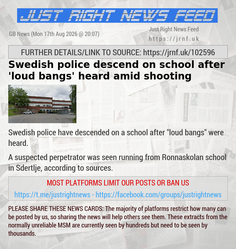 Swedish police descend on school after ’loud bangs’ heard amid shooting