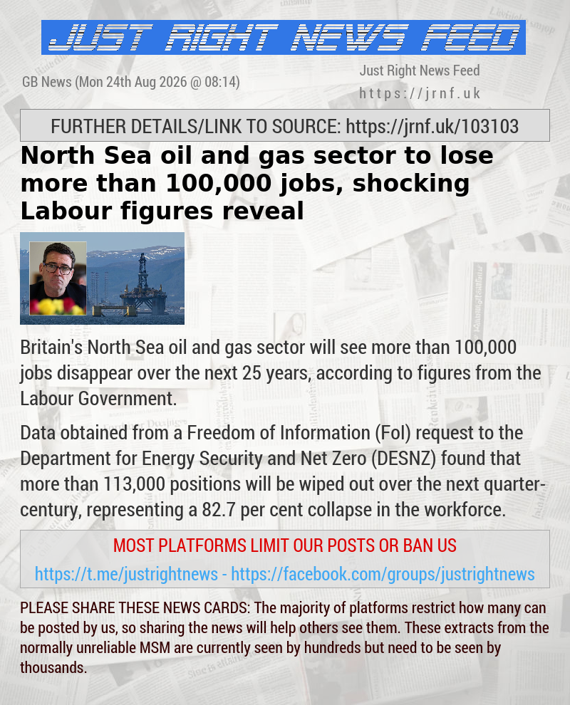 North Sea oil and gas sector to lose more than 100,000 jobs, shocking Labour figures reveal