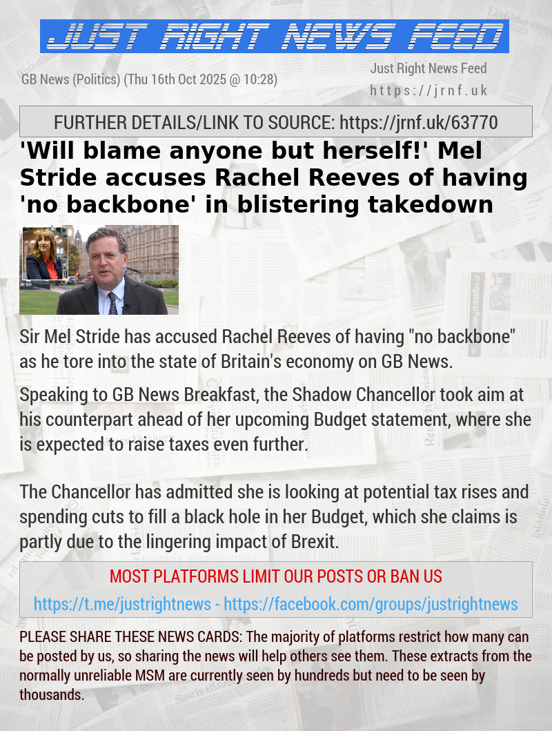 ’Will blame anyone but herself!’ Mel Stride accuses Rachel Reeves of having ’no backbone’ in blistering takedown