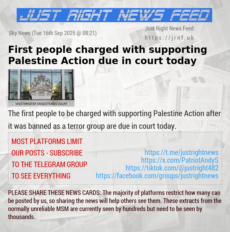 First people charged with supporting Palestine Action due in court today 