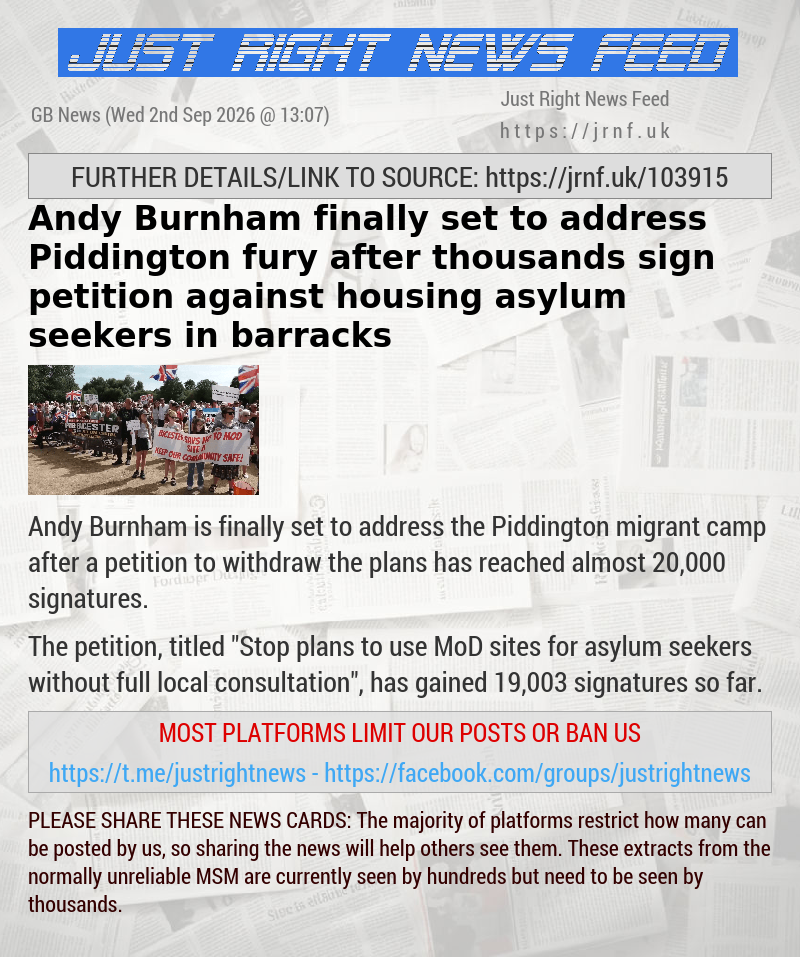 Andy Burnham finally set to address Piddington fury after thousands sign petition against housing asylum seekers in barracks