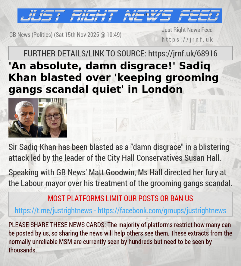 ’An absolute, damn disgrace!’ Sadiq Khan blasted over ’keeping grooming gangs scandal quiet’ in London