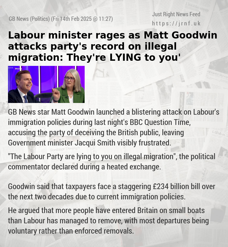 Labour minister rages as Matt Goodwin attacks party’s record on illegal migration: ‘They’re LYING to you’