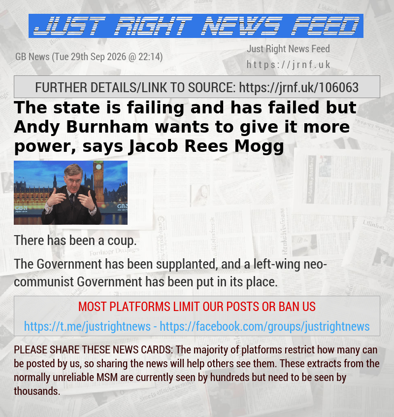 The state is failing and has failed but Andy Burnham wants to give it more power, says Jacob Rees—Mogg
