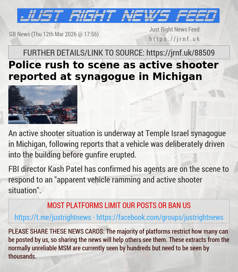 Police rush to scene as active shooter reported at synagogue in Michigan