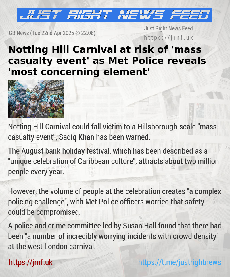 Notting Hill Carnival at risk of ’mass casualty event’ as Met Police reveals ’most concerning element’