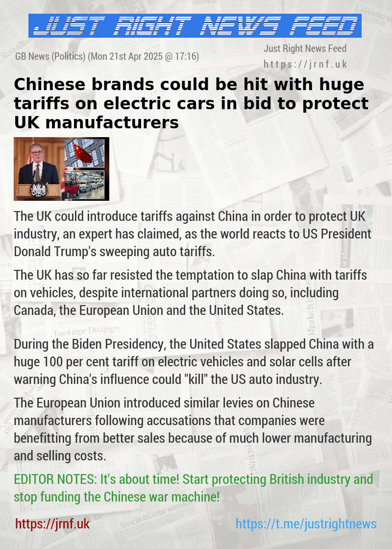 Chinese brands could be hit with huge tariffs on electric cars in bid to protect UK manufacturers