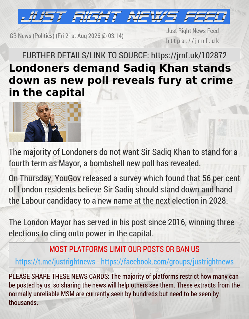 Londoners demand Sadiq Khan stands down as new poll reveals fury at crime in the capital