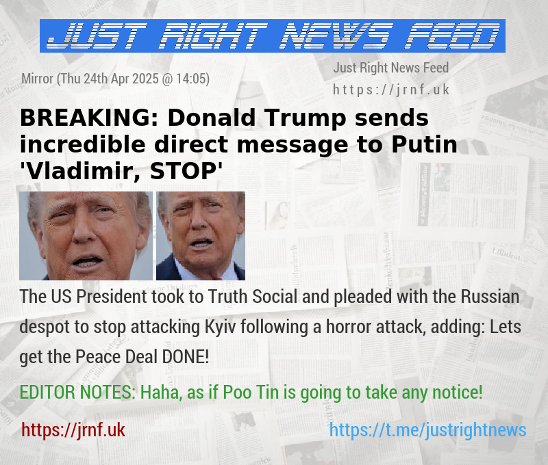 BREAKING: Donald Trump sends incredible direct message to Putin  ’Vladimir, STOP’
