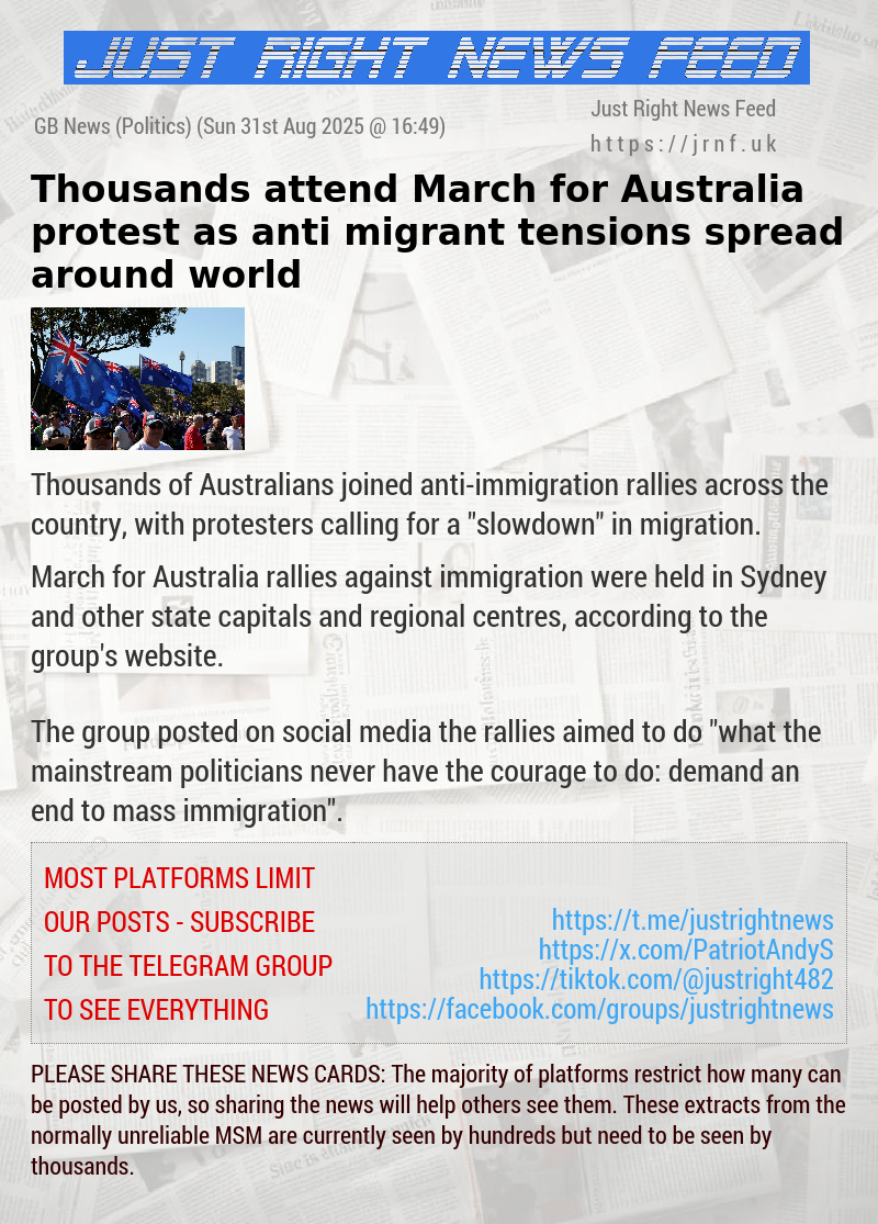 Thousands attend March for Australia protest as anti—migrant tensions spread around world
