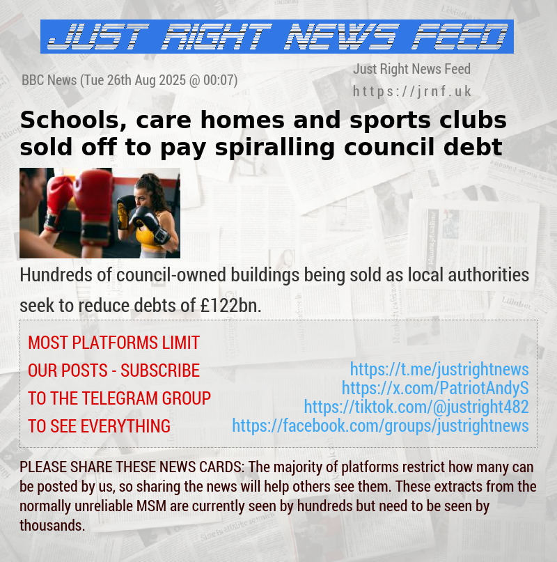 Schools, care homes and sports clubs sold off to pay spiralling council debt
