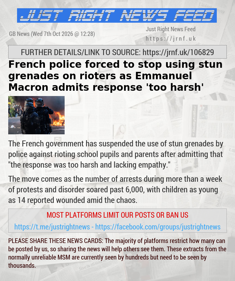 French police forced to stop using stun grenades on rioters as Emmanuel Macron admits response ’too harsh’