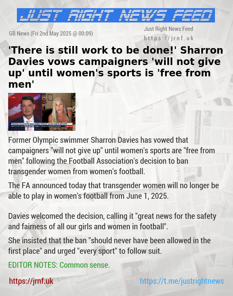 ’There is still work to be done!’ Sharron Davies vows campaigners ’will not give up’ until women’s sports is ’free from men’
