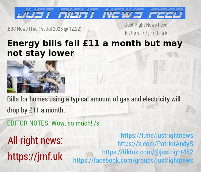 Energy bills fall £11 a month but may not stay lower