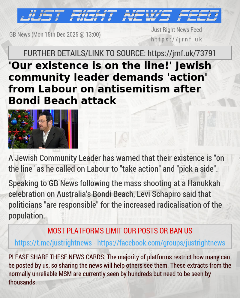 ’Our existence is on the line!’ Jewish community leader demands ’action’ from Labour on antisemitism after Bondi Beach attack