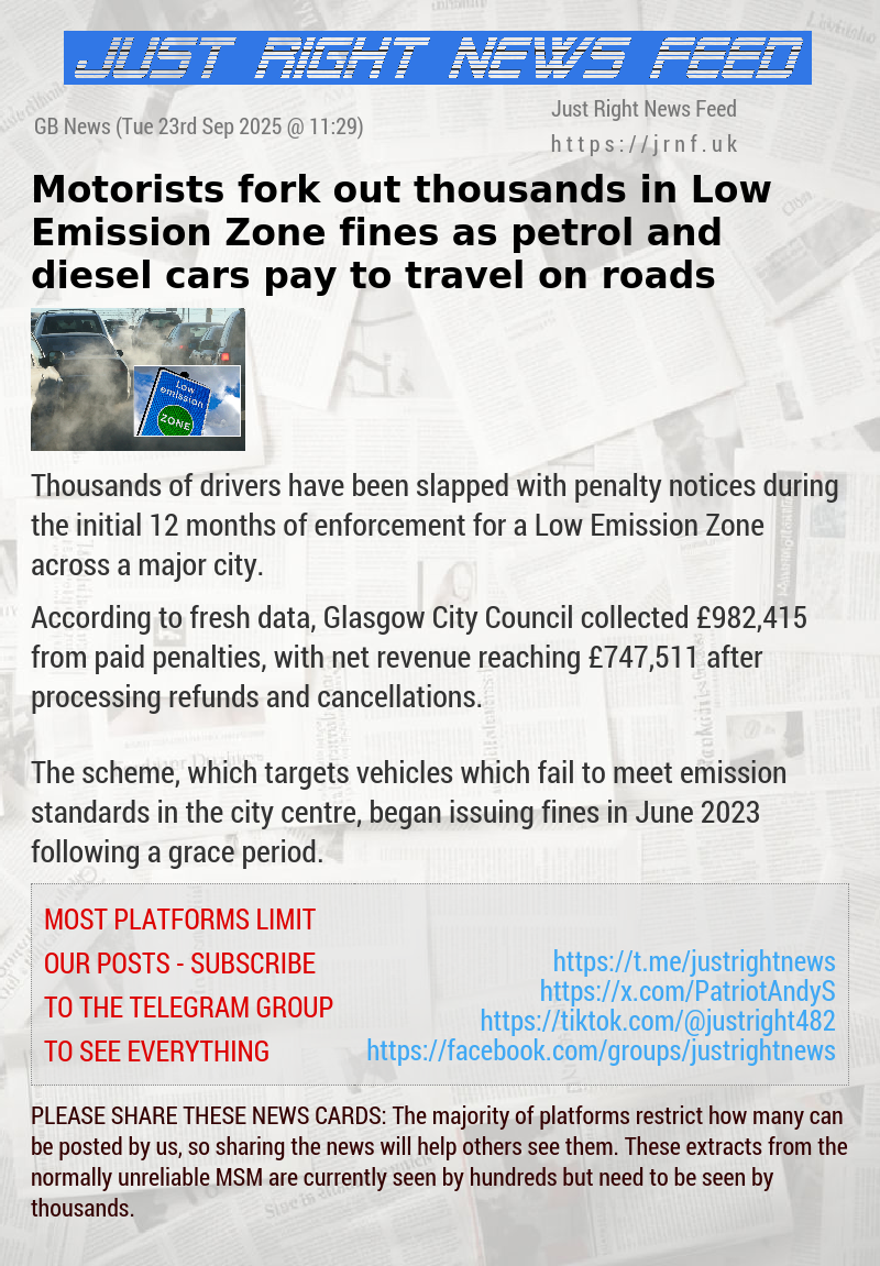 Motorists fork out thousands in Low Emission Zone fines as petrol and diesel cars pay to travel on roads